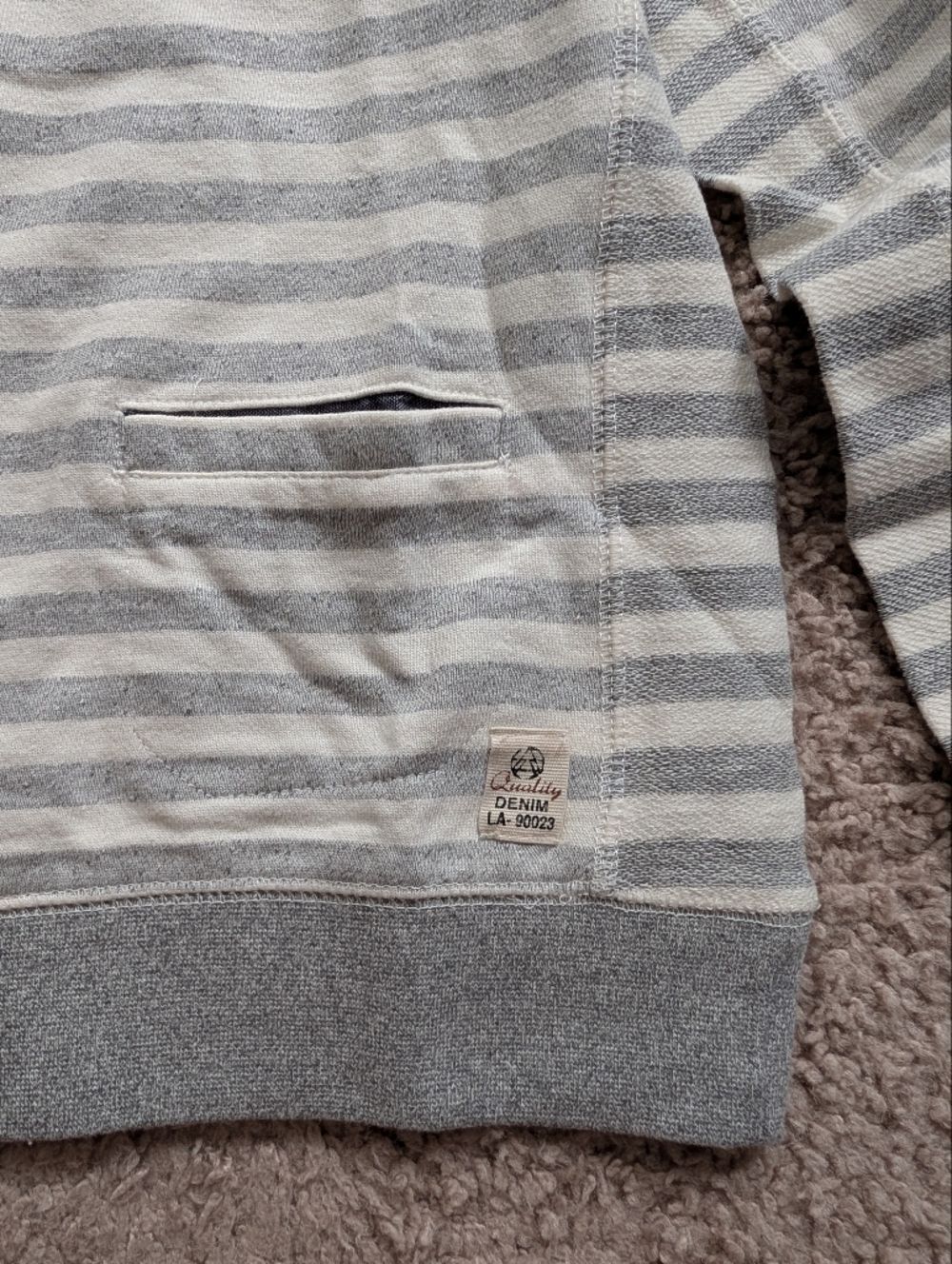Third & Army Mens Off White Gray Allman Striped Pullover Cowl Neck Hoodie NWT S - Picture 6 of 8